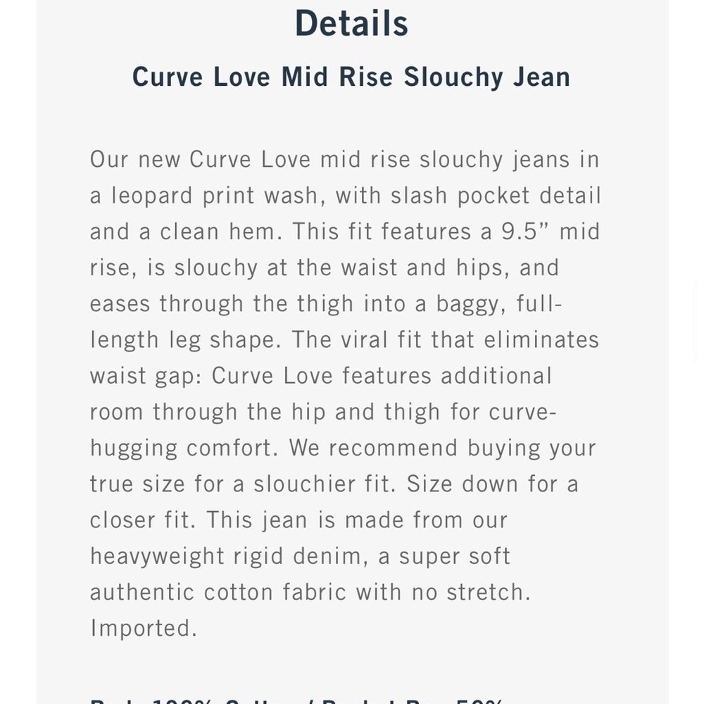 🩵 **NWT**Abercrombie & Fitch- Curve Love Mid-Rise Slouchy Jean- Size 30 - Picture 3 of 4